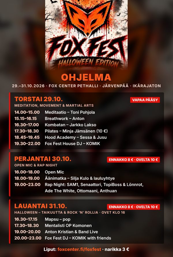 Fox Fest -pääohjelma torstaista lauantaihin
